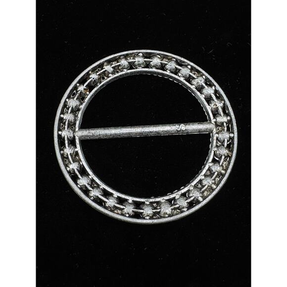 Vintage Art Deco Clear Crystal Belt Slide / Large Scarf Slide - Picture 2 of 9